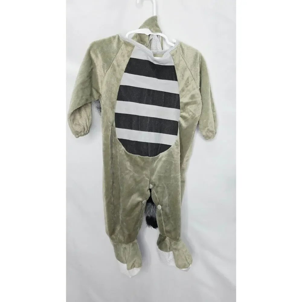 Spirit Halloween Baby Raccoon Costume 6-12 Months Plush Jumpsuit & Hood